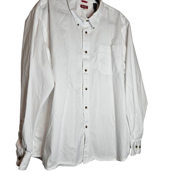 Wrangler Long Sleeved Solid White Button Down Shirt sz 2XL - Picture 3 of 4